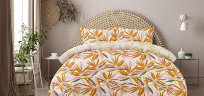  - Smart Living Luxury Super Soft Reversible Bright Leaves Duvet Cover With Pillowcase