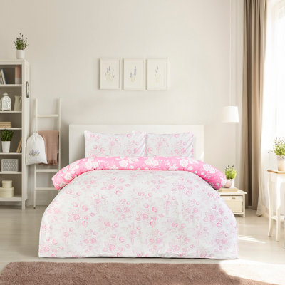  - Smart Living Luxury Super Soft Reversible Floral Toile Duvet Cover With Pillowcase