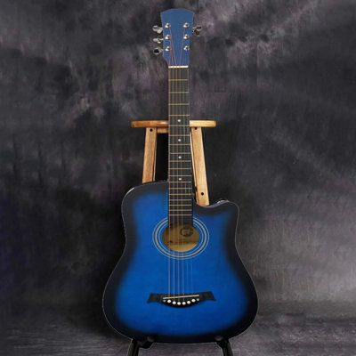 Design Group 38 Inch Full Size Acoustic Guitar Cutaway Design Hardwood Finish & Steel Strings (Blue) from B&Q