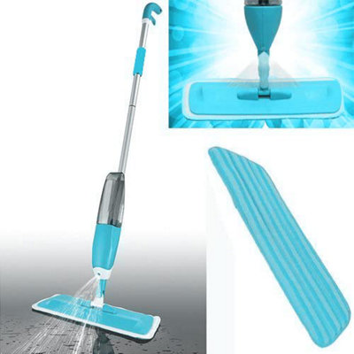 B&Q -  Floor Handheld Spray Mop Water Spraying Cleaner Flat Mop With Reusable Microfiber Pad Multi Mops With Refillable Bottle For