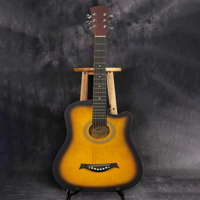 True Gifts 38 Inch Full Size Acoustic Guitar Classical Cutaway Design Hardwood Finish & Steel Strings With Bag (Natural) from B&Q