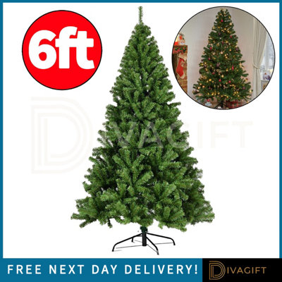 True Gifts 6Ft/1.8M Artificial Christmas Tree Xmas Realistic Green Natural Branches With Solid Metal Legs from B&Q