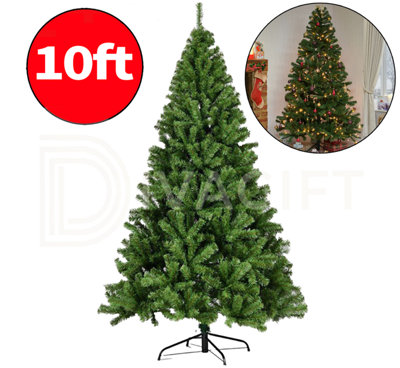 SuperGift.com 10Ft/3M Classic Artificial Christmas Tree Xmas Realistic Natural Green Branches With Solid Metal Leg from B&Q