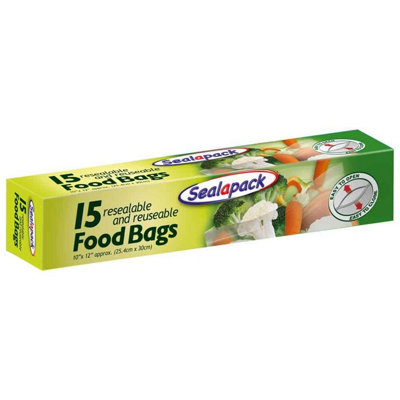 SuperGift.com All Purpose Resealable And Reusable Food Storage Food Bags Airtight And Leakproof Seal 10" X 12" (15 Food Bags) from B&Q