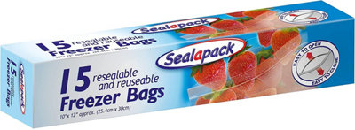True Gifts All Purpose Resealable And Reusable Food Storage Freezer Bags Airtight And Leakproof Seal 10" X12"(15 Freezer Bags) from B&Q
