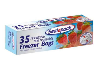 True Gifts All Purpose Resealable And Reusable Food Storage Freezer Bags Airtight And Leakproof Seal 7" X 8" (35 Freezer Bags) from B&Q