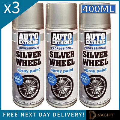 True Gifts 3X 400Ml Silver Wheel Automotive Paint SprayerMultipurpose Exterior Black MattInterior Metal For CarsBikes,vansMetal, from B&Q