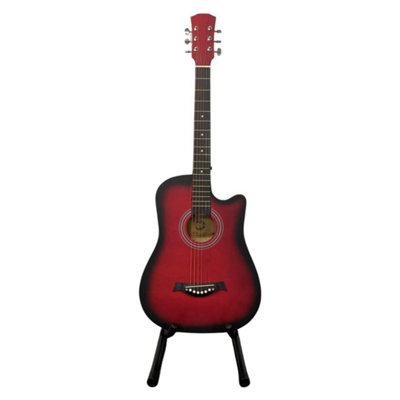 True Gifts 38 Inch Full Size Acoustic Guitar Classical Cutaway Design Hardwood Finish & Steel Strings With Bag (Red) from B&Q