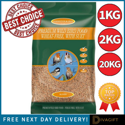 True Gifts 1Kg Premium Wild Bird Food - Wheat Free, With Suet - High Energy Nutritious Blend For Wild Birds