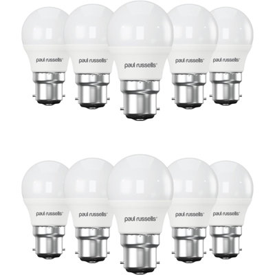 Paul Russells G45 Led Mini Globe B22 Bulb, 6.5W 60W Eq, 806Lm, 6500K Daylight, Frosted, Non-Dimmable, 10 Pack
