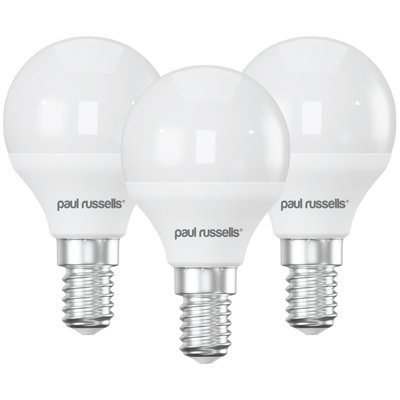 Paul Russells White Led Golf Dimmable Bulb Edison Screw Ses E14, 5.5W 470Lumens G45, 40W Equivalent, 4000K Cool Pack Of 3 Small