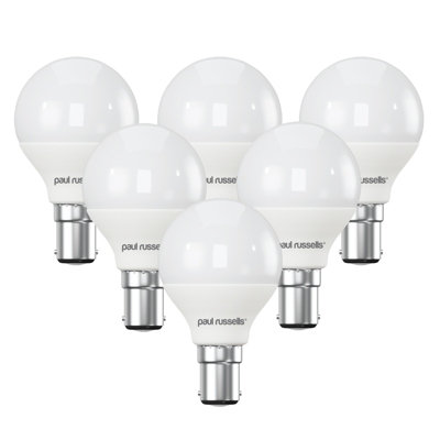 Paul Russells Led Golf Dimmable Bulb Small Bayonet Cap Sbc B155.5W 470Lumens G4540W Equivalent2700K Warm WhitePack Of 6 from B&Q