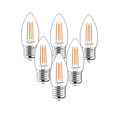 Paul Russells Led Filament Dimmable Candle BulbEs E274.5W 470 Lumens40W Equivalent2700K Warm WhitePack Of 6