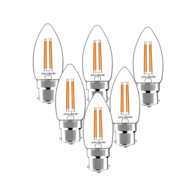 Paul Russells Led Filament Dimmable Candle BulbBc B224.5W 470 Lumens40W Equivalent2700K Warm WhitePack Of 6 from B&Q