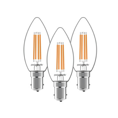 Paul Russells Led Filament Dimmable Candle BulbSbc B154.5W 470 Lumens40W Equivalent2700K Warm WhitePack Of 3 from B&Q