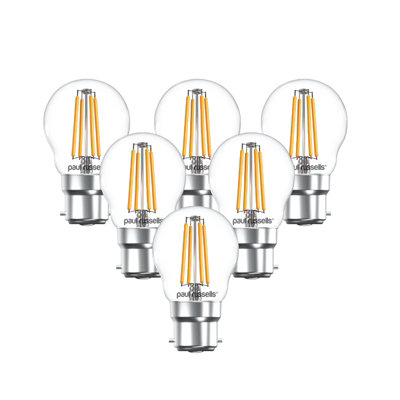 Paul Russells Led Filament Dimmable Golf BulbBc B224.5W 470 Lumens40W Equivalent2700K Warm WhitePack Of 6 from B&Q