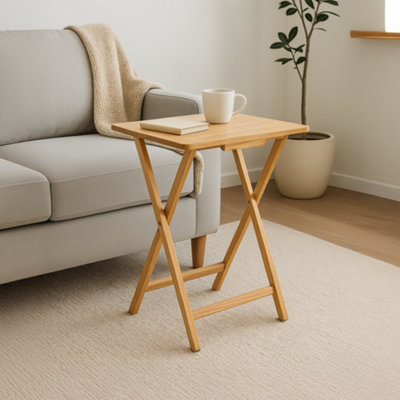 Lassic Home Vida Folding Natural Wooden Tv Dinner Laptop Snack Table from B&Q