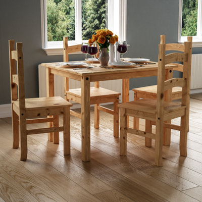 Lassic Vida Designs Corona 4 Seater Dining Set Solid Pine Wood With 4 Chairs Black