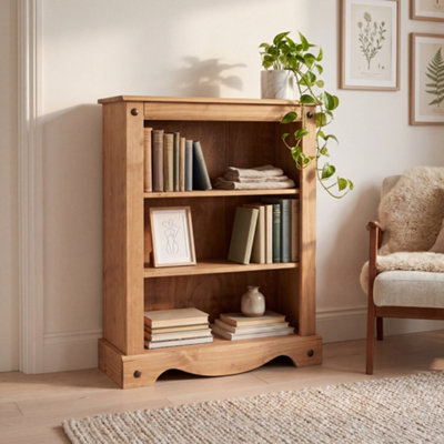 B&Q -  Vida Designs Corona Solid Pine Low Bookcase Freestanding Shelving Unit (H)1070mm (W)750mm (D)290mm