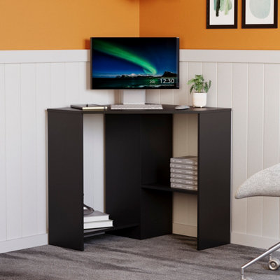 Lassic Vida Designs Hetton Black 2 Shelf Corner Computer Desk With Shelves from B&Q