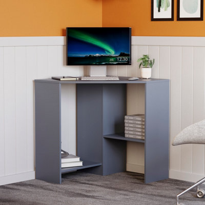 Lassic Vida Designs Hetton Grey 2 Shelf Corner Computer Desk With Shelves from B&Q