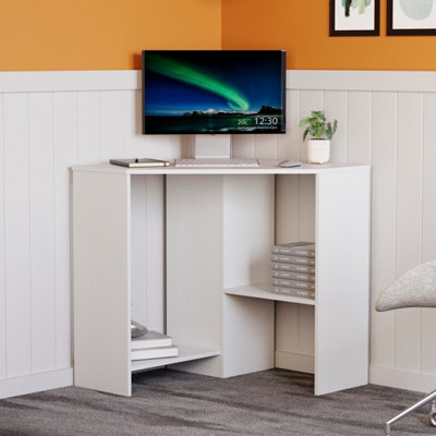 Lassic Vida Designs Hetton White 2 Shelf Corner Computer Desk With Shelves from B&Q
