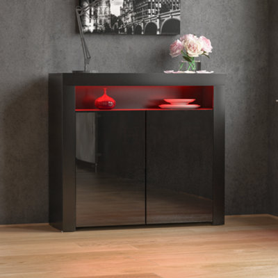 B&Q -  Vida Designs Nova Black 2 Door Led Sideboard Storage Cabinet Cupboard