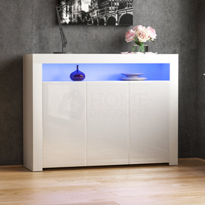 B&Q -  Vida Designs Nova White 3 Door Led Sideboard Storage Cabinet Cupboard