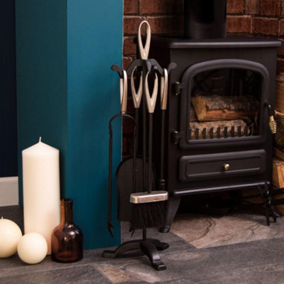 Lassic Fire Vida 5 Piece Buxton Black & Nickel Companion SetShovelBrushPokerTong from B&Q