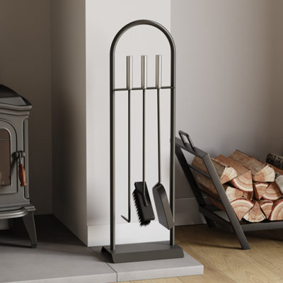 Lassic Fire Vida 4 Piece Arc Companion SetPokerBrushShovel And An Arch Stand from B&Q