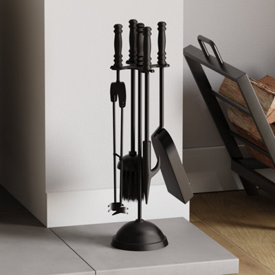 Lassic Fire Vida 5 Piece Malham Black Companion SetPokerBrushShovel And A Stand from B&Q