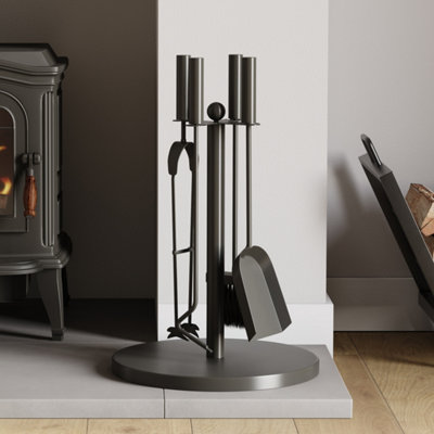 Lassic Fire Vida 5 Piece Warwick Black Companion SetPokerTongsShovelBrush And A Stand from B&Q