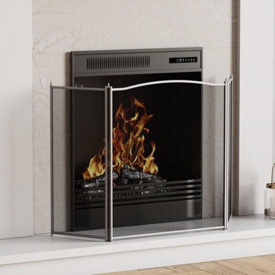 Lassic Fire Vida Denton 3 Panel Pewter Fire Guard Fireplace Cover from B&Q