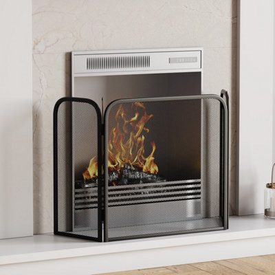 B&Q -  Fire Vida Roxby Black 3 Panel Fire Guard Fireplace Cover