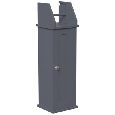 Lassic Hayle Matt Grey Freestanding Toilet Roll Holder & Cupboard (H)680mm (W)205mm