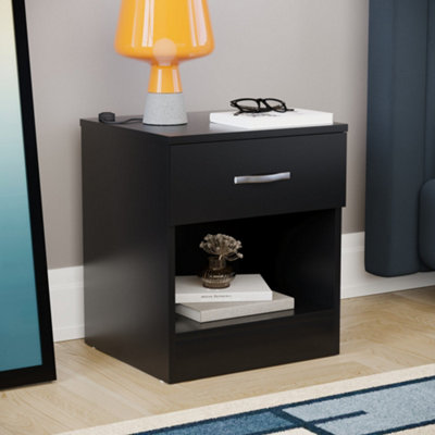 Lassic Vida Designs Riano Black 1 Drawer Bedside Chest (H)470mm (W)400mm (D)360mm from B&Q