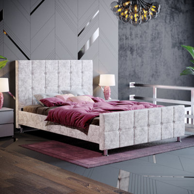 Lassic Vida Designs Valentina Crushed Velvet Silver Ukfr 4Ft6 Double Bed Frame190 X 135Cm from B&Q