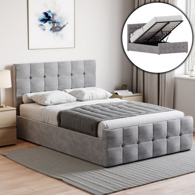 Lassic Vida Designs Valentina Light Grey Velvet Ukfr 4Ft6 Double Ottoman Bed Frame190 X 135Cm from B&Q