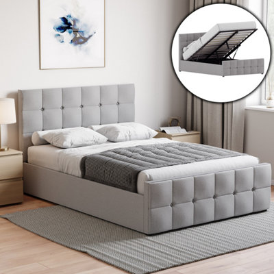 Lassic Vida Designs Valentina Light Grey Linen Ukfr 4Ft6 Double Ottoman Bed Frame190 X 135Cm from B&Q