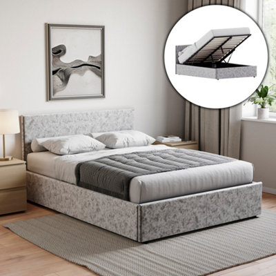 Lassic Vida Designs Veronica Silver Velvet Ukfr 4Ft6 Double Ottoman Bed Frame190 X 135Cm from B&Q