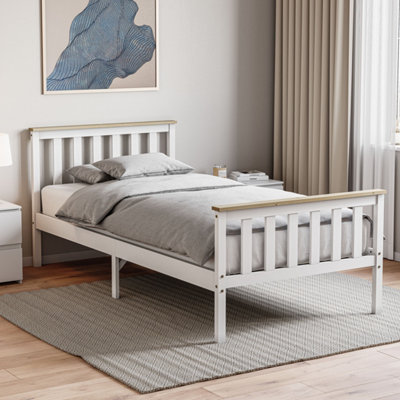 Lassic Vida Designs Milan White & Pine 3Ft Single Wooden Bed FrameHigh Foot End from B&Q