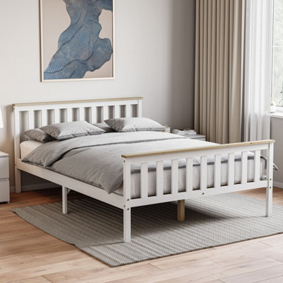 Lassic Vida Designs Milan White & Pine 4Ft6 Double Wooden Bed FrameHigh Foot End from B&Q