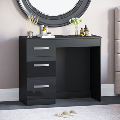 Lassic Vida Designs Hulio Black 3 Drawer Bedroom Vanity Dressing Table