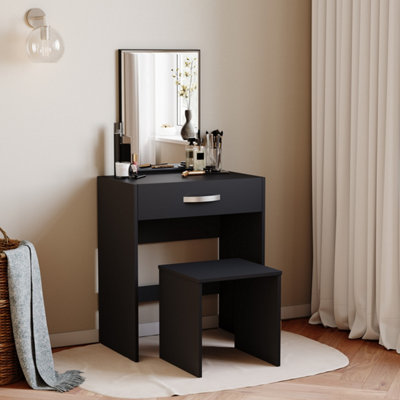 Lassic Vida Designs Isla Black 1 Drawer Vanity Dressing Table Set With Stool from B&Q
