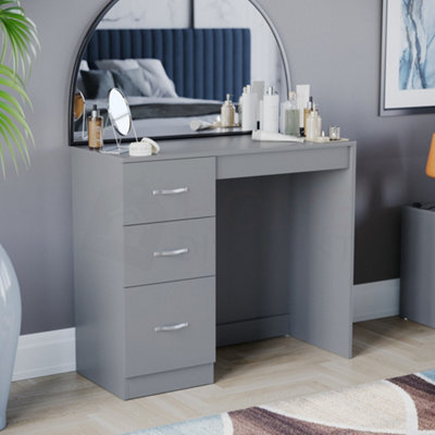 Lassic Vida Designs Riano Grey 3 Drawer Bedroom Vanity Dressing Table