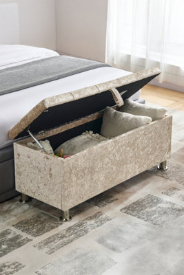 Lassic Vida Designs Valencia Storage Ottoman Crushed Velvet Champagne Storage Ukfr Bench Chest Bedroom Living Room from B&Q