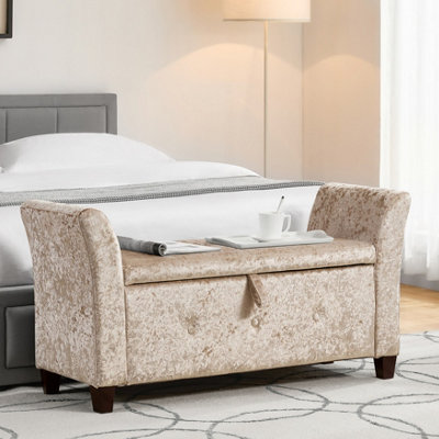 Lassic Vida Designs Seville Storage Ottoman Crushed Velvet Champagne Storage Ukfr Bench Chest Bedroom Living Room from B&Q