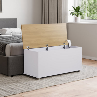 Lassic Vida Designs Arlington Storage Ottoman White Storage Bench Chest Bedroom Living Room from B&Q