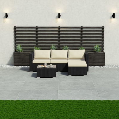 Lassic Garden Vida Hampton Black 4 Seater Corner Rattan Garden Outdoor Ukfr Bistro Set from B&Q