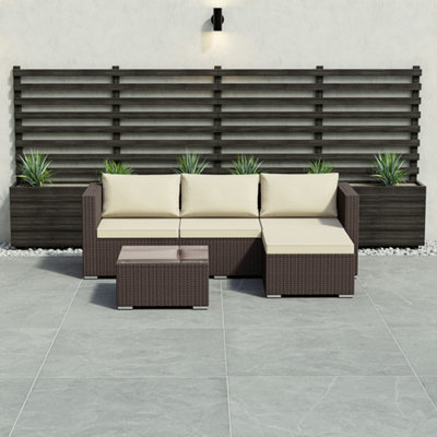 Lassic Garden Vida Hampton Brown 4 Seater Corner Rattan Garden Outdoor Ukfr Bistro Set from B&Q